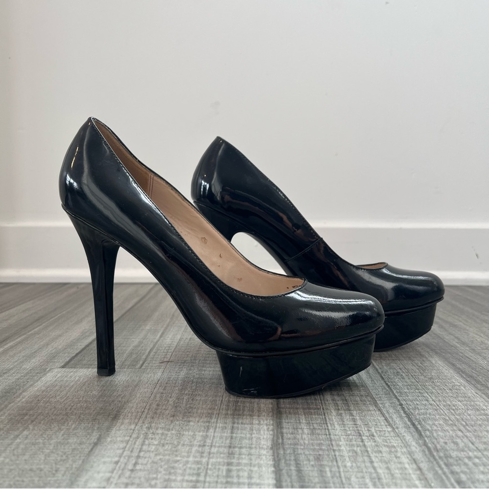 Pelle Moda Black Patent Leather Stilettos
